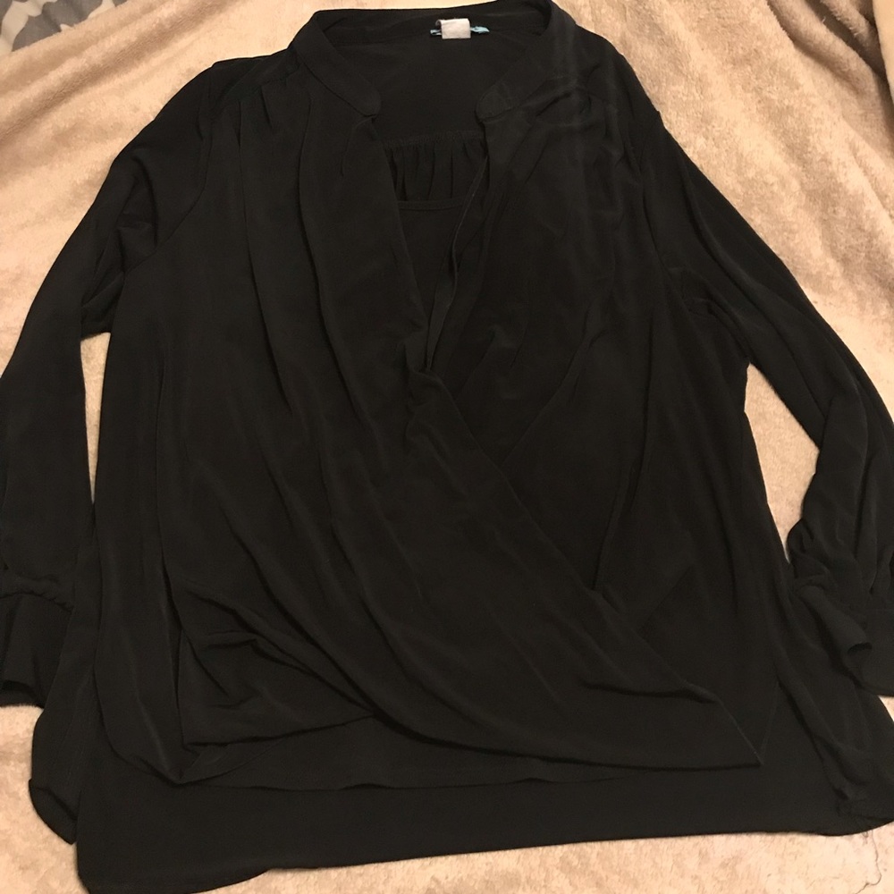 Lane Bryant Black V Neck Blouse